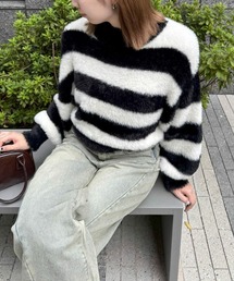 clear | フェザーハイネックニットトップス [ふわふわ シルエットを拾わない]≪2024AW新作≫(ニット/セーター)