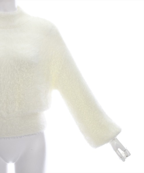 clear（クリア）の「フェザーハイネックニットトップス [ふわふわ シルエットを拾わない]≪2024AW新作≫（ニット/セーター・レディース・ピンクベージュ/アイボリー/ブラック系その他/グレー/グレイッシュベージュ・F）」の9枚目の写真