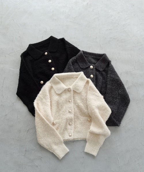 mysty woman(ミスティウーマン)の「【スタッフプロデュース/WEB限定】あんず企画・キンボタンエリカーディガン 200950(カーディガン/ボレロ・レディース・チャコールグレー/オフホワイト/ブラック・FREE)」の5枚目の写真