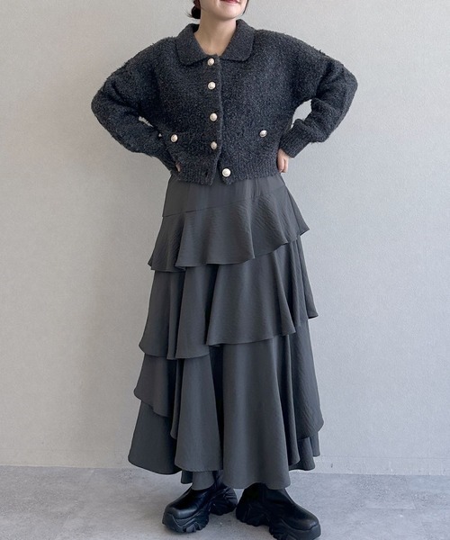 mysty woman(ミスティウーマン)の「【スタッフプロデュース/WEB限定】あんず企画・キンボタンエリカーディガン 200950(カーディガン/ボレロ・レディース・チャコールグレー/オフホワイト/ブラック・FREE)」の21枚目の写真