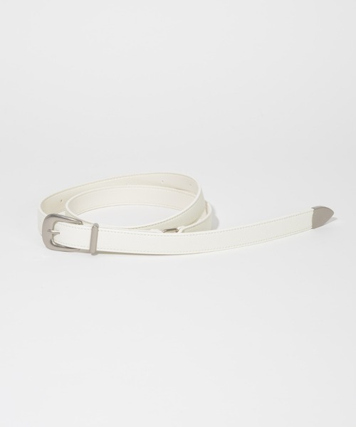 SUPERTHANKS（スーパーサンクス）の「＜追加 3＞ベーシック ロングベルト/Long narrow belt（ベルト・メンズ・キャメル/ゴールド/ホワイト/ブラック/ブラウン/ブラック系その他/ブラウン系その他/サックスブルー/ピンク/モカ/クリーム/ダークブラウン系/ダークブラウン/チャコールグレー/ブラック×ゴールド/ブラウン系・FREE）」の2枚目の写真