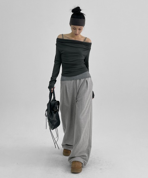 BLACKUP（ブラックアップ）の「[MADE] ディッキードンオーバーフィットバンディングパンツ（スウェットパンツ・レディース・ブラック/グレー/ネイビー・ONESIZE）」の4枚目の写真