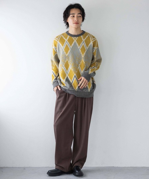LOWRYS FARM（ローリーズファーム）の「アーガイルジャガードニット　242708（ニット/セーター・メンズ・オレンジ/イエロー/ブルー・FREE）」の17枚目の写真