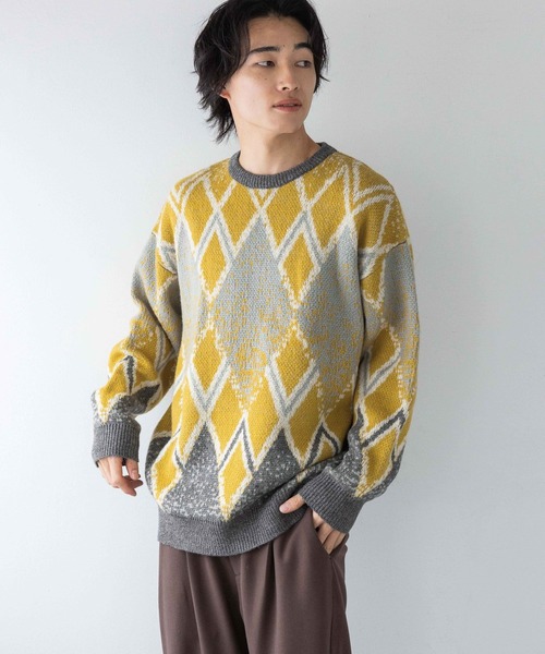 LOWRYS FARM（ローリーズファーム）の「アーガイルジャガードニット　242708（ニット/セーター・メンズ・オレンジ/イエロー/ブルー・FREE）」の19枚目の写真