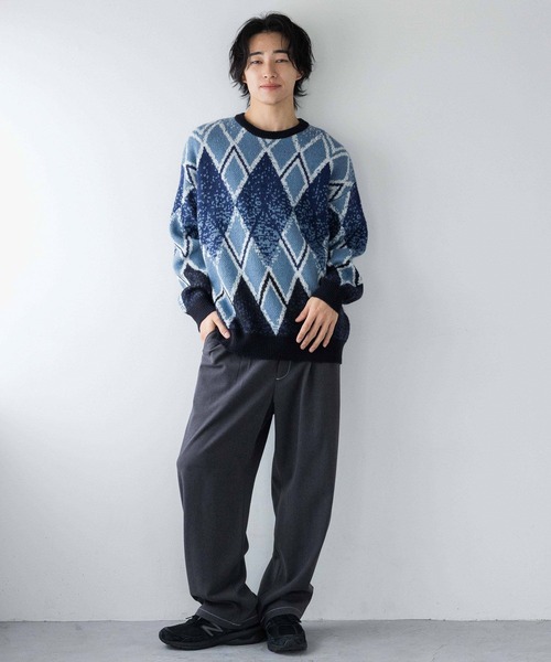 LOWRYS FARM（ローリーズファーム）の「アーガイルジャガードニット　242708（ニット/セーター・メンズ・オレンジ/イエロー/ブルー・FREE）」の21枚目の写真