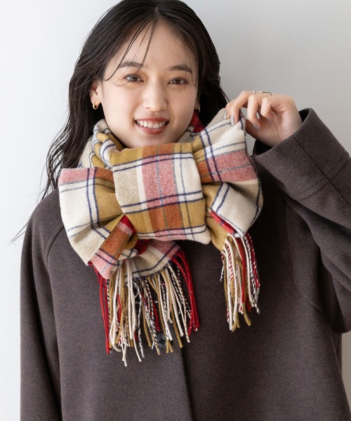 RAGEBLUE（レイジブルー）の「【UNISEX】カシミヤタッチ/チェックマフラー（マフラー・レディース・オフホワイト/ブルー/ネイビー・FREE）」の6枚目の写真