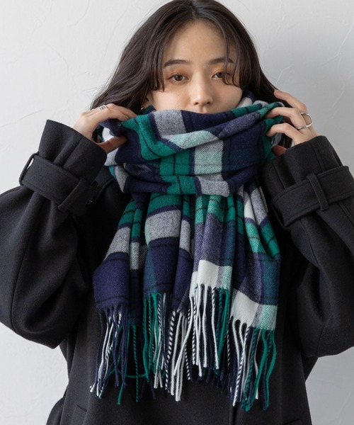 RAGEBLUE（レイジブルー）の「【UNISEX】カシミヤタッチ/チェックマフラー（マフラー・レディース・オフホワイト/ブルー/ネイビー・FREE）」の19枚目の写真