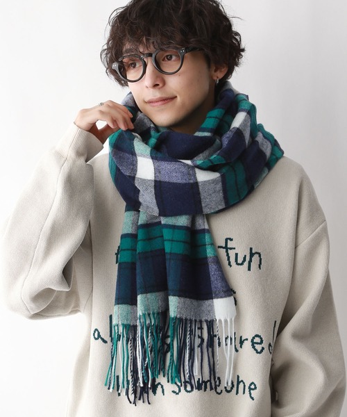 RAGEBLUE（レイジブルー）の「【UNISEX】カシミヤタッチ/チェックマフラー（マフラー・レディース・オフホワイト/ブルー/ネイビー・FREE）」の22枚目の写真