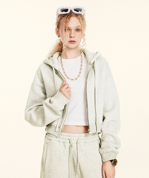 セットアップ対応】ショート丈ジップアップパーカー（パーカー