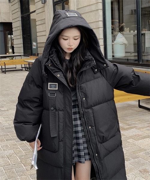 【新品】シンプル綺麗なロングダウン黒 ダウンジャケット フード付き ロングコート 90％ダウン ダウンコート レディース ロングコート ダウン