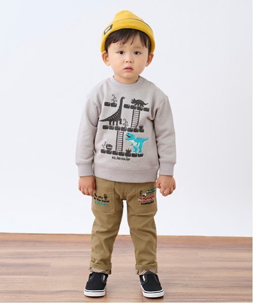 kladskap（クレードスコープ）の「恐竜ゲームトレーナー（スウェット・キッズ・マスタード/グレー/ブルー・80ｃｍ/90cm/100cm/110cm/120cm/130cm）」の5枚目の写真