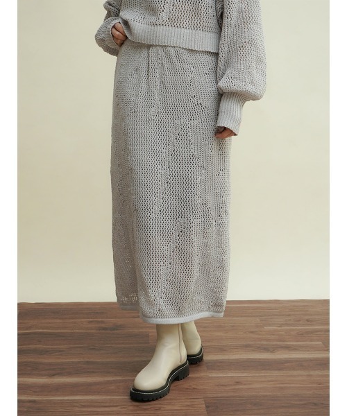 FIKA.(フィーカ)の「Low gauge knit skirt(スカート・レディース・アイボリー/グレー/ベージュ・MEDIUM)」の6枚目の写真