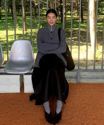 LONSLAN サイドボタン ドロストポケット ナイロンロングスカート タグ付き サイドボタン ドロストポケット ナイロンロングスカート