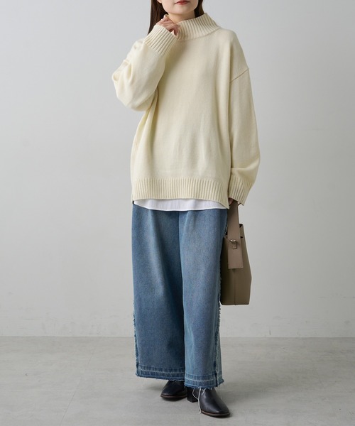 PUAL CE CIN（ピュアルセシン）の「ハンドウォッシャブルハイネックニット（ニット/セーター・レディース・オフホワイト/ベージュ/グレー/レッド/ブラック・FREE）」の8枚目の写真