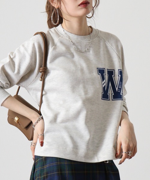 spiritoso(スピリトーゾ)の「spiritoso Westプリントラグランスウェット(スウェット・レディース・ライトグリーン/アイボリー/オリーブ/ベビーピンク・F)」の1枚目の写真