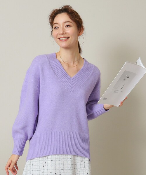 ITS'DEMO（イッツデモ）の「◆【マシンウォッシャブル】ふわもち深Vニット（ニット/セーター・レディース・ネイビー/パープル/サックスブルー/グレー/ピンク・00）」の5枚目の写真