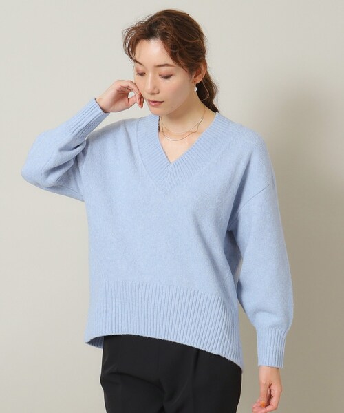 ITS'DEMO（イッツデモ）の「◆【マシンウォッシャブル】ふわもち深Vニット（ニット/セーター・レディース・ネイビー/パープル/サックスブルー/グレー/ピンク・00）」の4枚目の写真