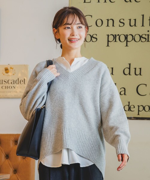 ITS'DEMO（イッツデモ）の「◆【マシンウォッシャブル】ふわもち深Vニット（ニット/セーター・レディース・ネイビー/パープル/サックスブルー/グレー/ピンク・00）」の6枚目の写真