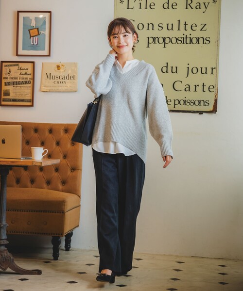 ITS'DEMO（イッツデモ）の「◆【マシンウォッシャブル】ふわもち深Vニット（ニット/セーター・レディース・ネイビー/パープル/サックスブルー/グレー/ピンク・00）」の7枚目の写真