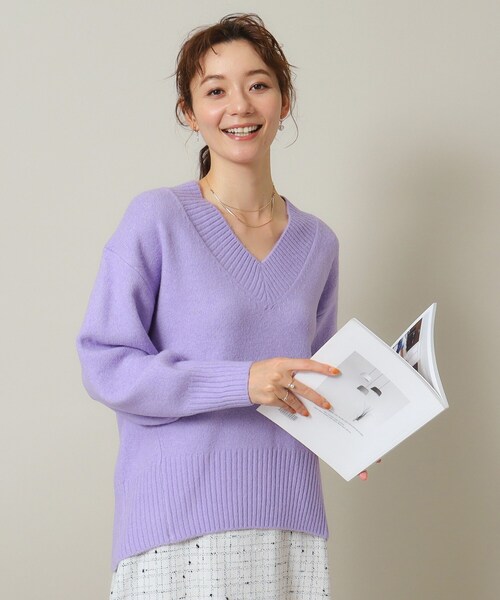 ITS'DEMO（イッツデモ）の「◆【マシンウォッシャブル】ふわもち深Vニット（ニット/セーター・レディース・ネイビー/パープル/サックスブルー/グレー/ピンク・00）」の17枚目の写真