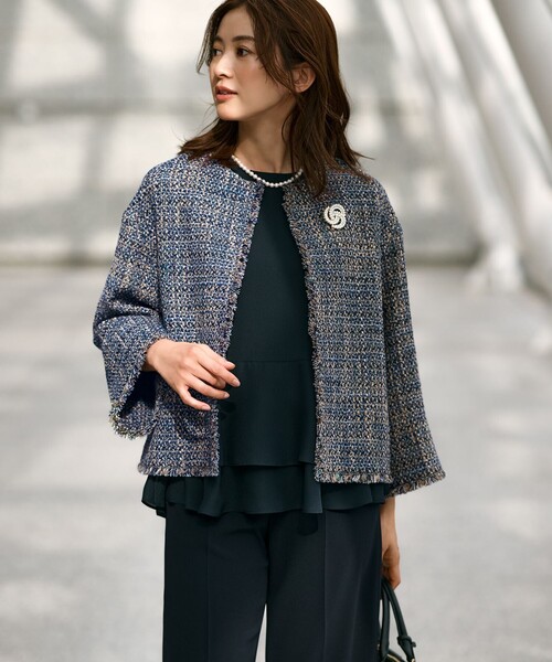 GIOLICA ノーカラー ツイード ジャケット（ノーカラージャケット）｜23区（ニジュウサンク） pattayablatt.com