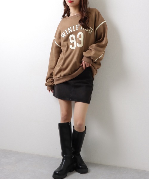 Lace Ladies(レースレディース)の「ロゴプリント ストリート スウェット プルオーバー トップス(スウェット・レディース・モカ/ブルーグレー/グレー・M/XL)」の6枚目の写真