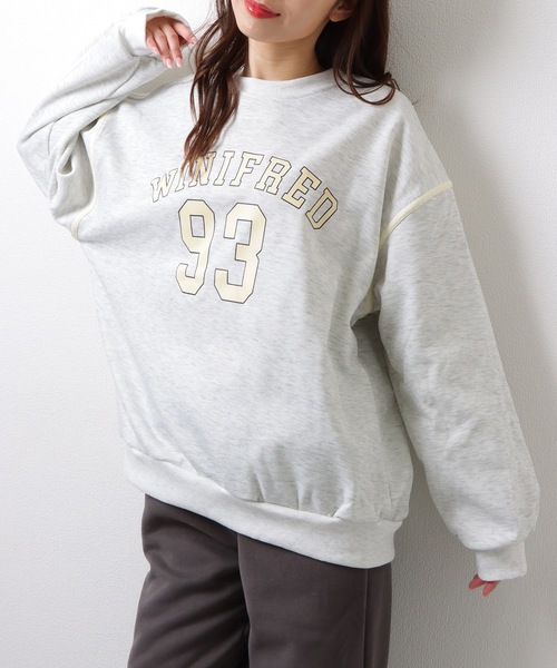 Lace Ladies(レースレディース)の「ロゴプリント ストリート スウェット プルオーバー トップス(スウェット・レディース・モカ/ブルーグレー/グレー・M/XL)」の11枚目の写真