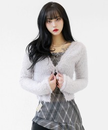 minsobi（ミンソビ）の「プードルファー ミニマル vネック カーディガン（カーディガン/ボレロ）」