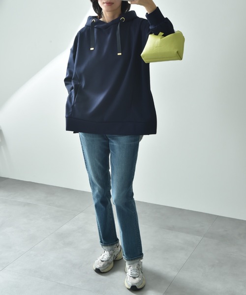 INTERPLANET（インタープラネット）の「サイドＺＩＰダンボールフーディー（パーカー・レディース・グレイッシュベージュ/ブラック/ネイビー/グレー・FREE）」の5枚目の写真