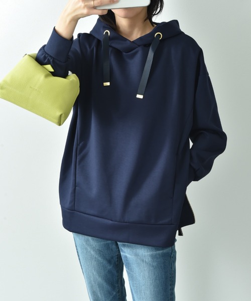 INTERPLANET（インタープラネット）の「サイドＺＩＰダンボールフーディー（パーカー・レディース・グレイッシュベージュ/ブラック/ネイビー/グレー・FREE）」の6枚目の写真