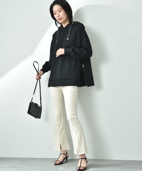 INTERPLANET（インタープラネット）の「サイドＺＩＰダンボールフーディー（パーカー・レディース・グレイッシュベージュ/ブラック/ネイビー/グレー・FREE）」の16枚目の写真