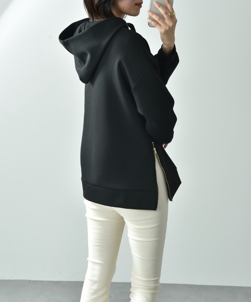 INTERPLANET（インタープラネット）の「サイドＺＩＰダンボールフーディー（パーカー・レディース・グレイッシュベージュ/ブラック/ネイビー/グレー・FREE）」の20枚目の写真