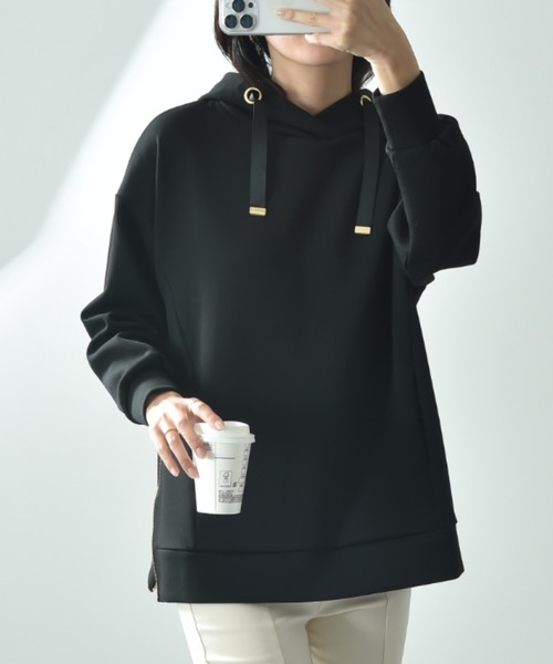 INTERPLANET（インタープラネット）の「サイドＺＩＰダンボールフーディー（パーカー・レディース・グレイッシュベージュ/ブラック/ネイビー/グレー・FREE）」の22枚目の写真