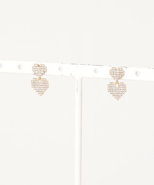 セール】キュービックジルコニア W ハート ピアス（ピアス（両耳用