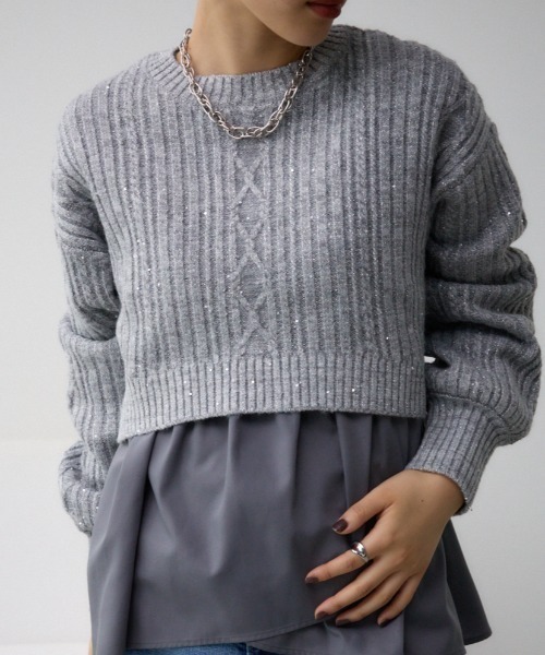 セール】スパンコールニットトップス（ニット/セーター）｜AZUL BY