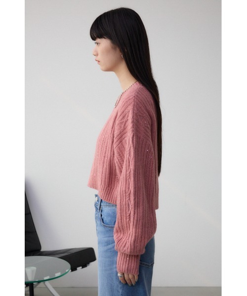 AZUL by moussy（アズールバイマウジー）の「スパンコールニットトップス（ニット/セーター・レディース・ピンク/ブラック/グレー・FREE）」の8枚目の写真
