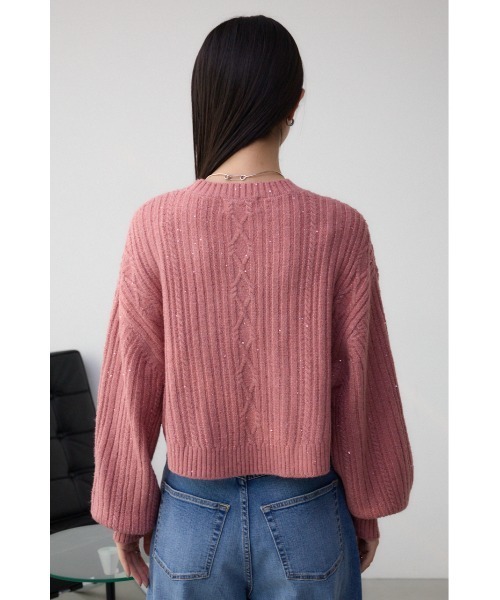 AZUL by moussy（アズールバイマウジー）の「スパンコールニットトップス（ニット/セーター・レディース・ピンク/ブラック/グレー・FREE）」の9枚目の写真