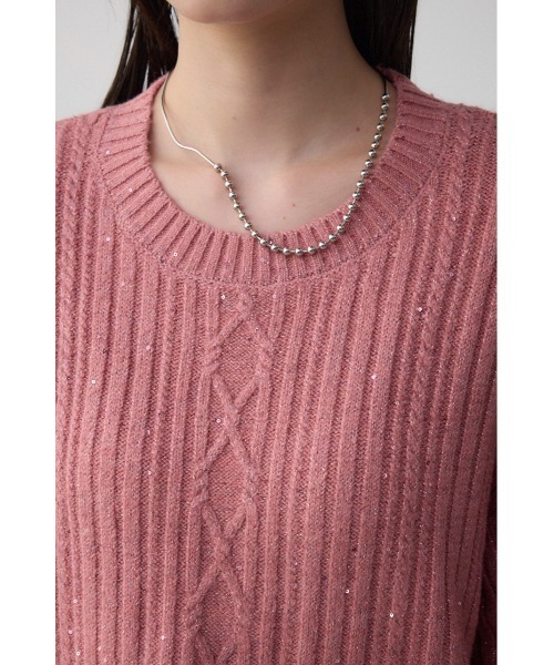 AZUL by moussy（アズールバイマウジー）の「スパンコールニットトップス（ニット/セーター・レディース・ピンク/ブラック/グレー・FREE）」の10枚目の写真