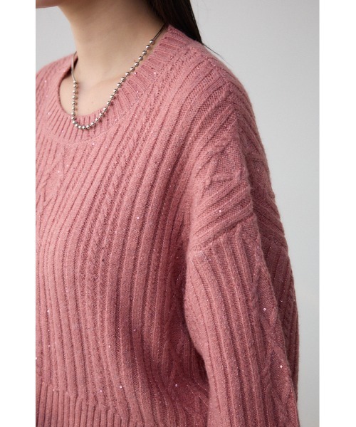 AZUL by moussy（アズールバイマウジー）の「スパンコールニットトップス（ニット/セーター・レディース・ピンク/ブラック/グレー・FREE）」の11枚目の写真