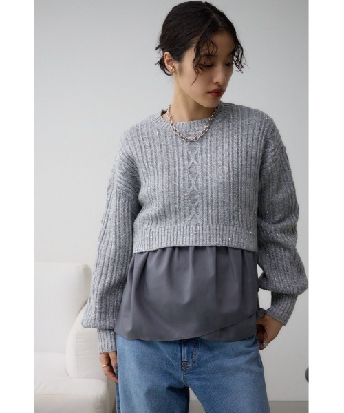 AZUL by moussy（アズールバイマウジー）の「スパンコールニットトップス（ニット/セーター・レディース・ピンク/ブラック/グレー・FREE）」の16枚目の写真