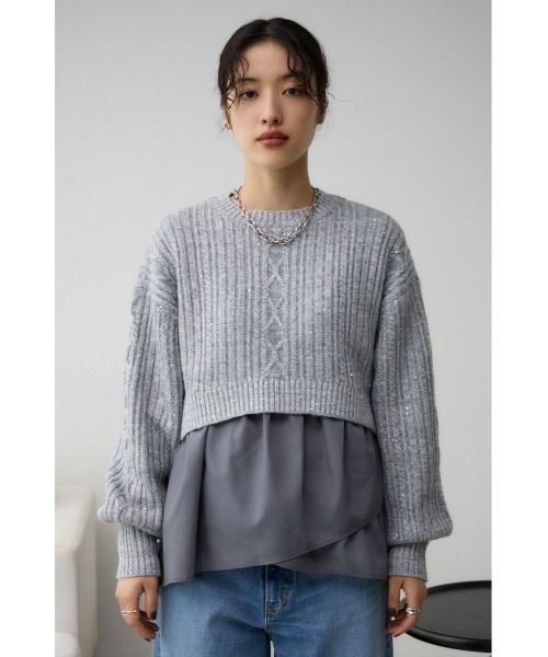 AZUL by moussy（アズールバイマウジー）の「スパンコールニットトップス（ニット/セーター・レディース・ピンク/ブラック/グレー・FREE）」の18枚目の写真