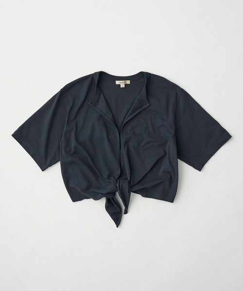 UNFIL(アンフィル)の「unfil アンフィル / dry touch cotton jersey front-tie T-cardigan ドライタッチコットンジャージーフロントタイTカーディガン / WVSP-UW131(Tシャツ/カットソー・レディース・ホワイト/ブラック・1)」の2枚目の写真