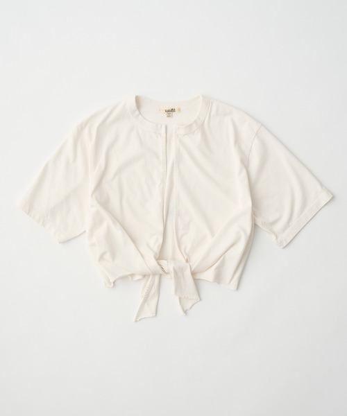 UNFIL(アンフィル)の「unfil アンフィル / dry touch cotton jersey front-tie T-cardigan ドライタッチコットンジャージーフロントタイTカーディガン / WVSP-UW131(Tシャツ/カットソー・レディース・ホワイト/ブラック・1)」の3枚目の写真