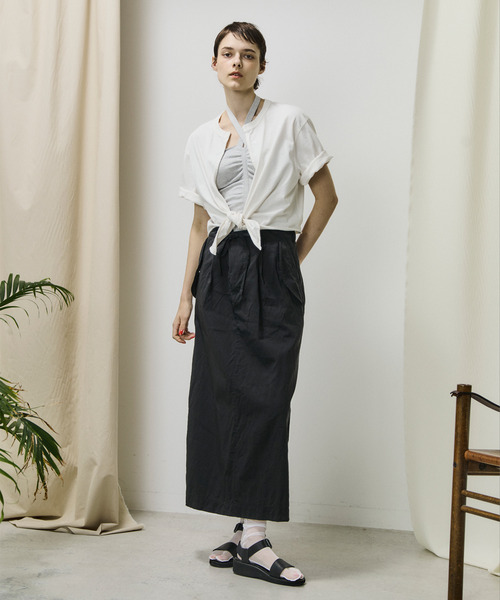 UNFIL(アンフィル)の「unfil アンフィル / dry touch cotton jersey front-tie T-cardigan ドライタッチコットンジャージーフロントタイTカーディガン / WVSP-UW131(Tシャツ/カットソー・レディース・ホワイト/ブラック・1)」の7枚目の写真