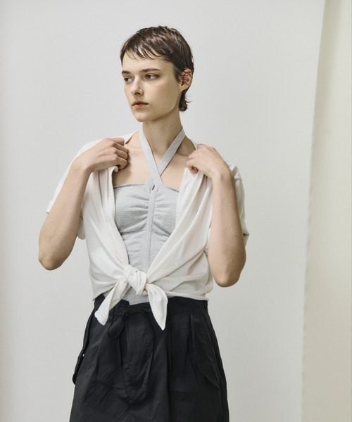 UNFIL(アンフィル)の「unfil アンフィル / dry touch cotton jersey front-tie T-cardigan ドライタッチコットンジャージーフロントタイTカーディガン / WVSP-UW131(Tシャツ/カットソー・レディース・ホワイト/ブラック・1)」の10枚目の写真