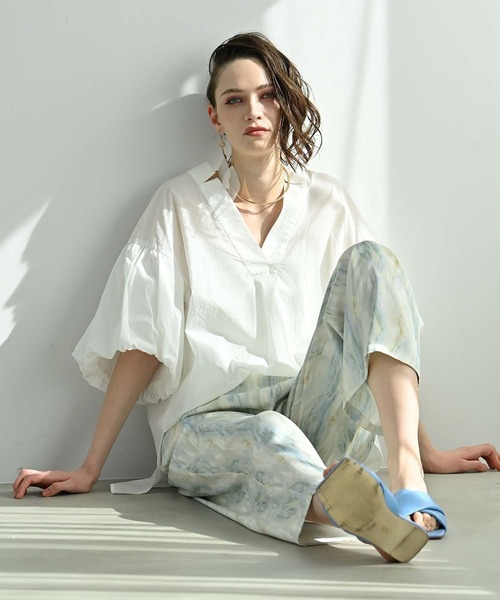 Anside（アンサイド）の「カームウェーブプリントワイドパンツ（その他パンツ・レディース・ラベンダー/ブルー/グレー・M）」の8枚目の写真