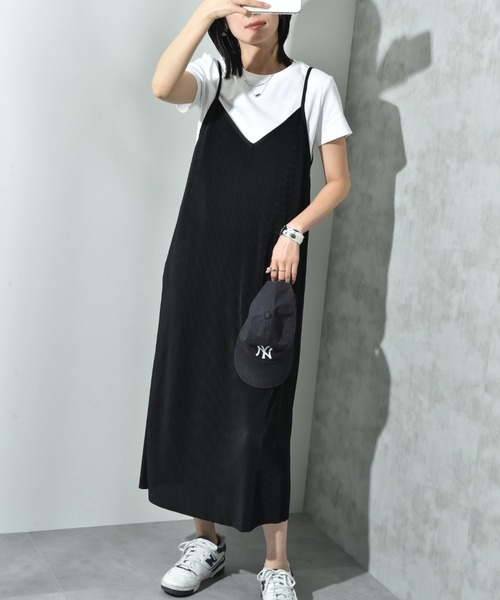 actuel（アクチュエル）の「【ａｃｔｕｅｌ】カットスムースプリーツキャミワンピース（ワンピース・レディース・チャコールグレー/ブラック/ミント/モカ・FREE）」の2枚目の写真