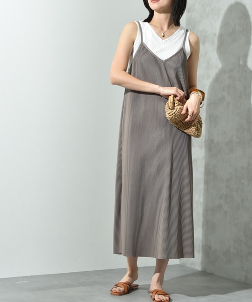 actuel（アクチュエル）の「【ａｃｔｕｅｌ】カットスムースプリーツキャミワンピース（ワンピース・レディース・チャコールグレー/ブラック/ミント/モカ・FREE）」の5枚目の写真