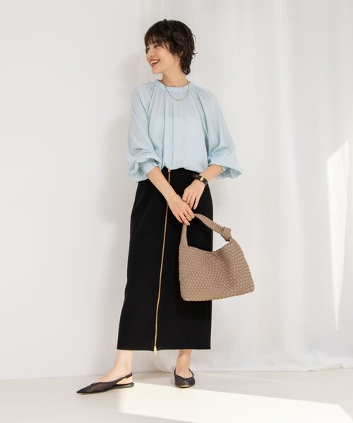 NOLLEY’S Sophi（ノーリーズソフィ）の「【追加】ウォッシャブルボンディングジョーゼット前後2WAYロングスカート（スカート・レディース・ブラック/グレイッシュベージュ・38/36/34）」の10枚目の写真
