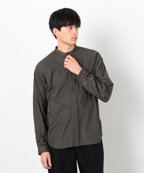 COMME CA ISM（コムサイズム）の「ダイヤ柄ジャガード バンドカラーシャツ（シャツ/ブラウス・メンズ・ブラック/チャコール・MEDIUM/LARGE）」の2枚目の写真